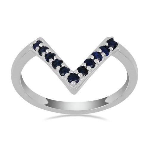 BUY STERLING SILVER REAL BLUE SAPPHIRE GEMSTONE STYLISH RING 